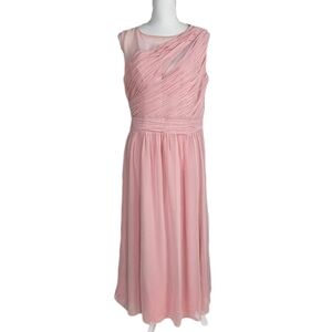 Ralph Lauren Evening Gown Chiffon Baby Pink Sleeveless Flowy Bridesmaid 14